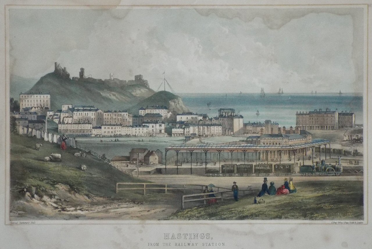 Lithograph - Hastings, from the Railway Station. - Graf